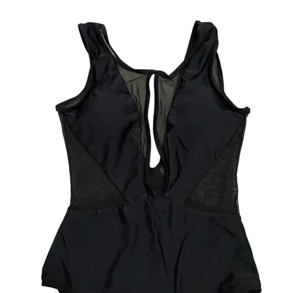 Pacsun One Piece Black Sheer Deep Neckline Bathingsuit